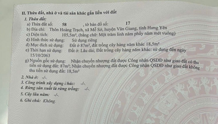 Bán lô đât dân 105m mặt tiền 8.3m đường rộng 5m cách vành đai 4 khoảng 300 giá đầu tư